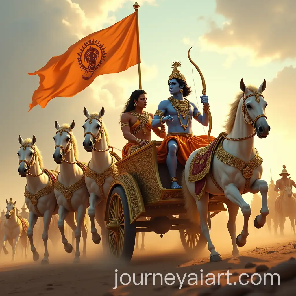 Lord-Krishna-and-Arjuna-on-a-Golden-Chariot-in-a-Battlefield-with-Divine-Wisdom