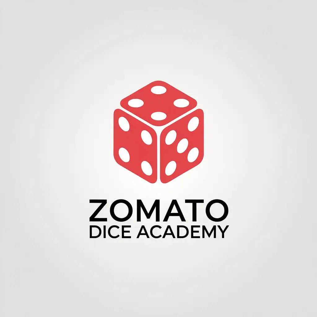 LOGO Design for Zomato Dice Academy Red Minimalistic with Clear Background