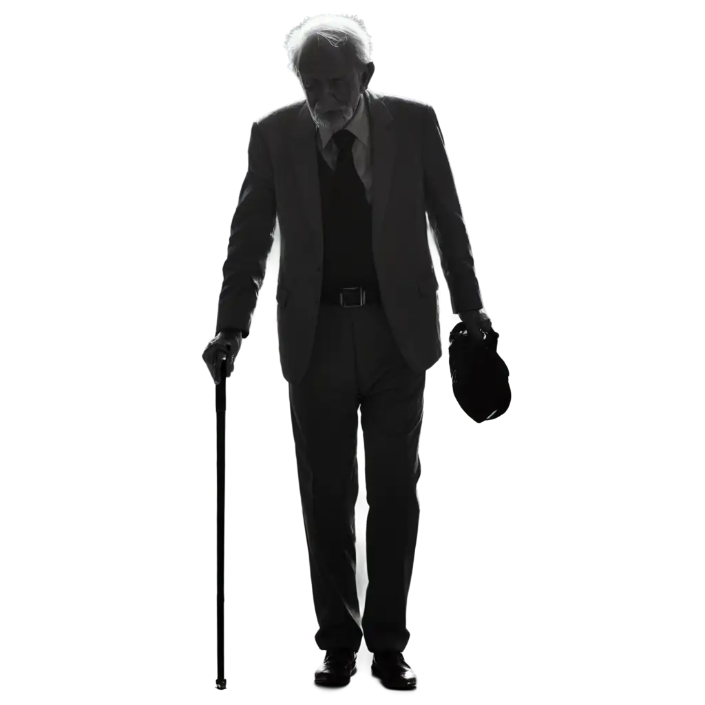 Silhouette-of-Very-Old-Man-in-Black-and-White-PNG-Image-with-Dark-Eyes-and-Red-Accent