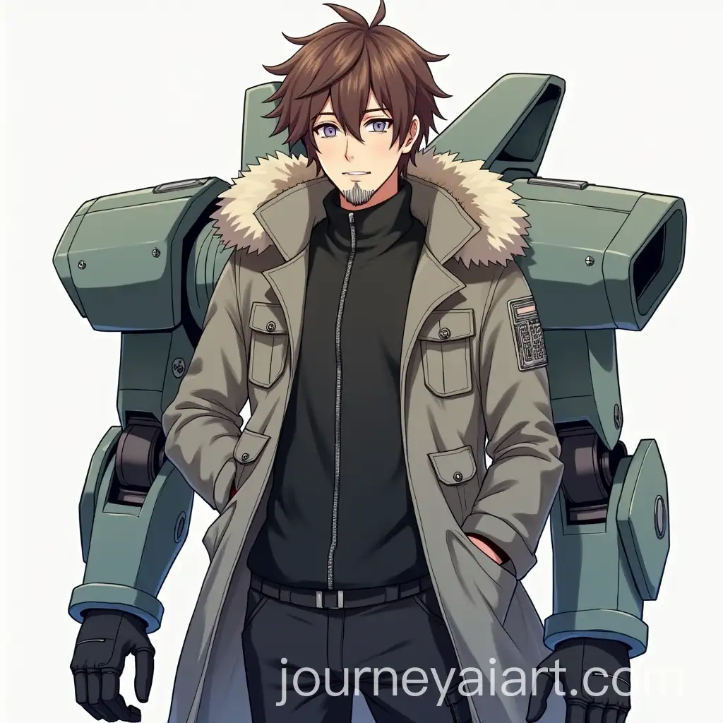 Realistic-Anime-Mecha-Pilot-with-Fur-Trim-Gray-Parka-Jacket-and-Cargo-Pants
