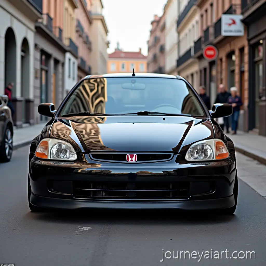 Black-Honda-Civic-EG-Coupe-Parked-on-Urban-Street-at-Sunset