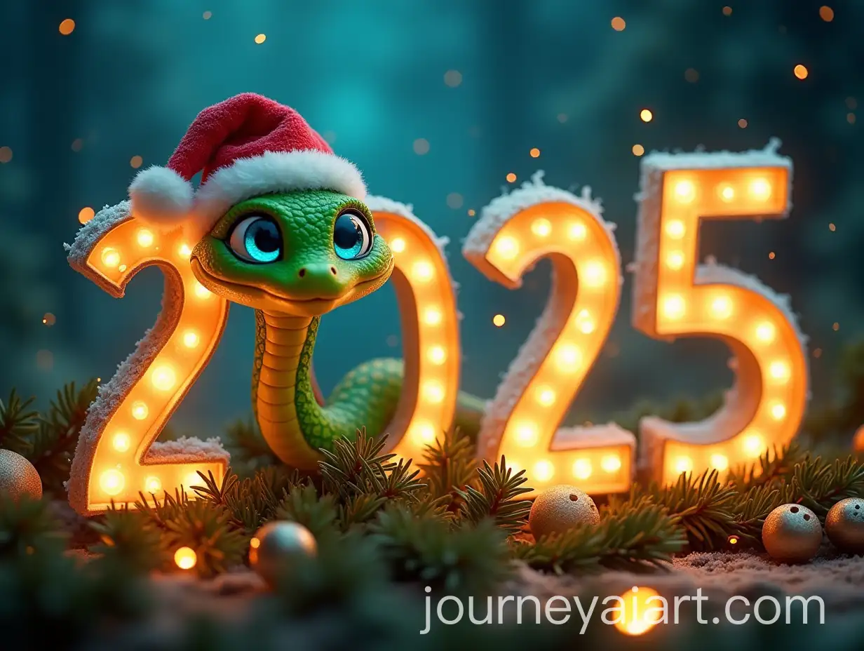 Glowing-Gold-Numbers-2025-with-Cute-Green-Snake-and-Fireworks-Celebration
