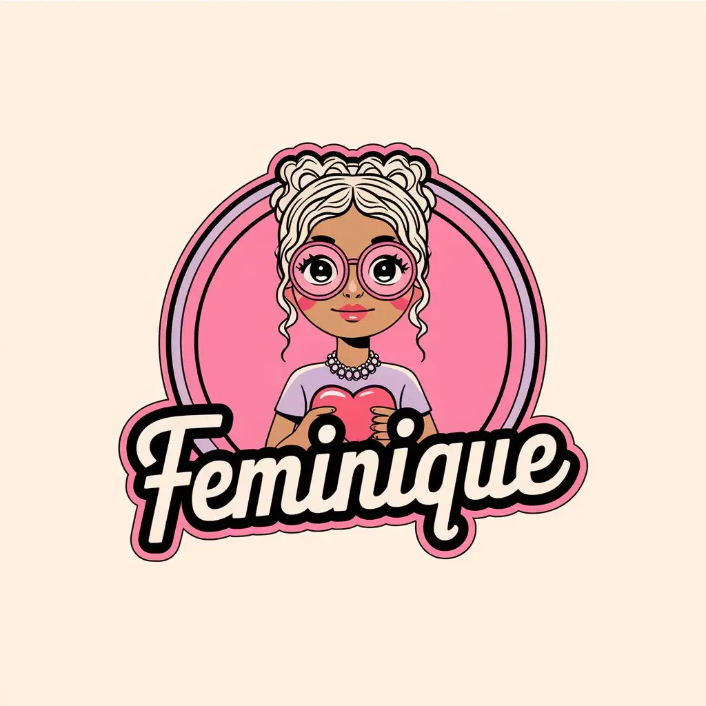 LOGO Design for Feminique Vector Design with Casual Girl Symbol and Clear Background