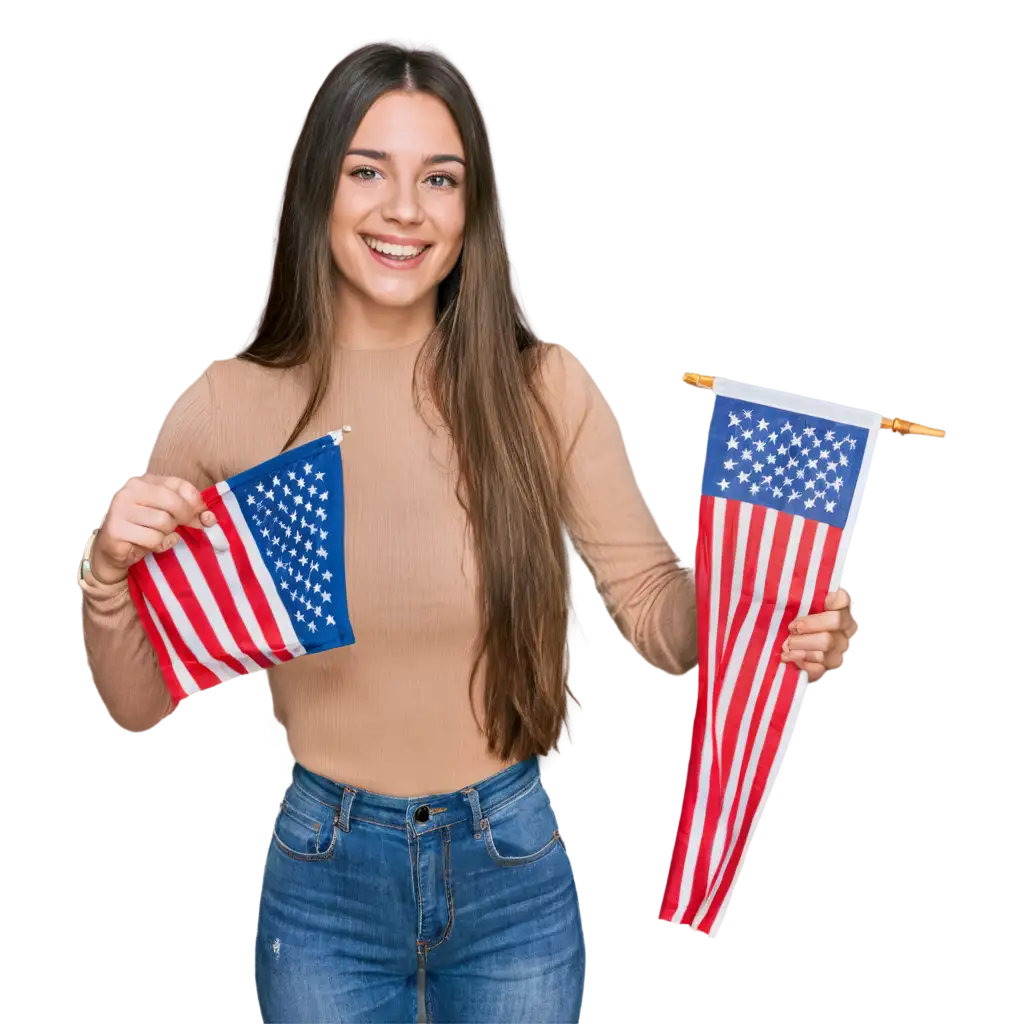 20YearOld-Student-Girl-Holding-USA-Flag-PNG-Image-Patriotic-Portrait-in-High-Quality