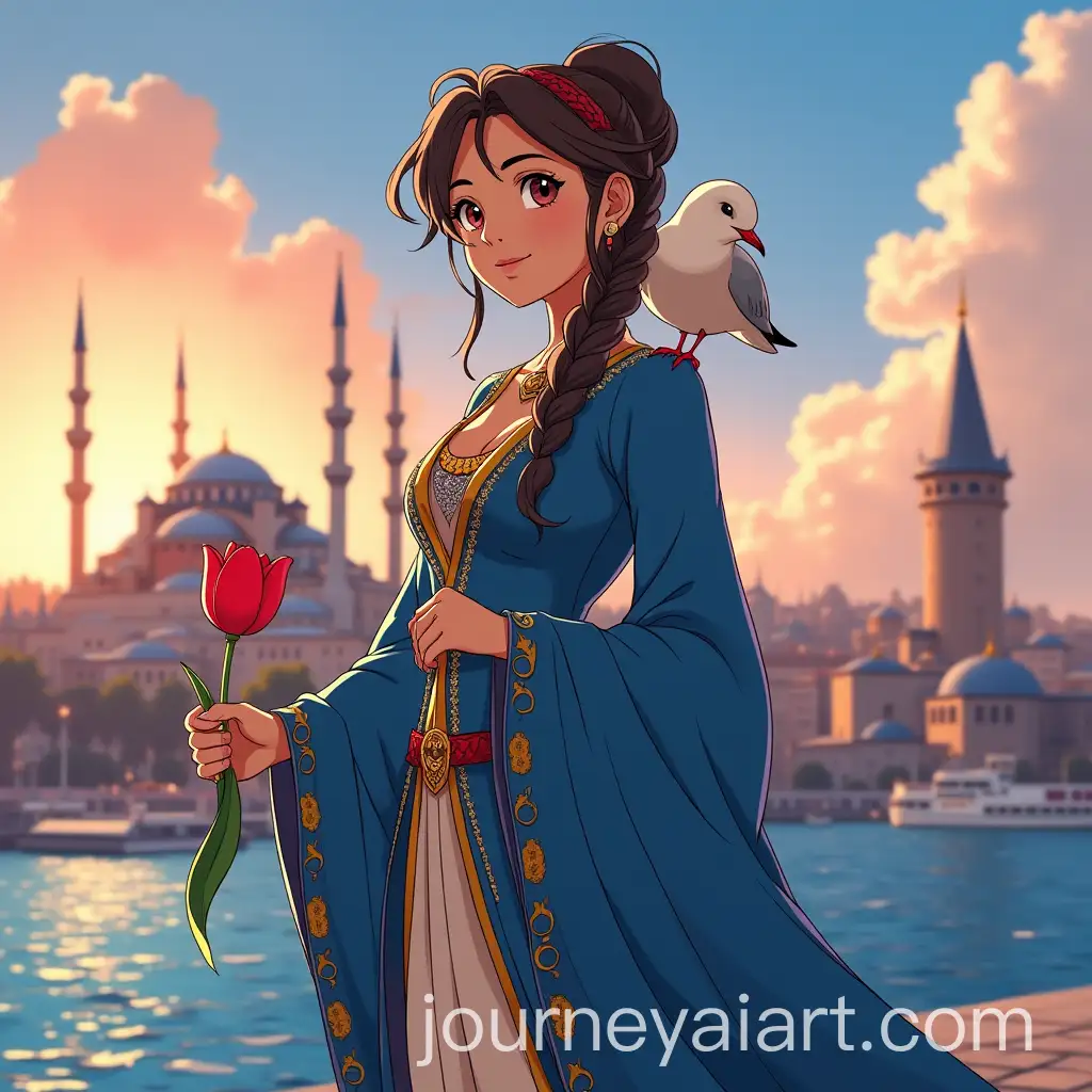 Majestic-Anime-Character-Representing-Istanbul-with-Ottoman-and-Byzantine-Influence