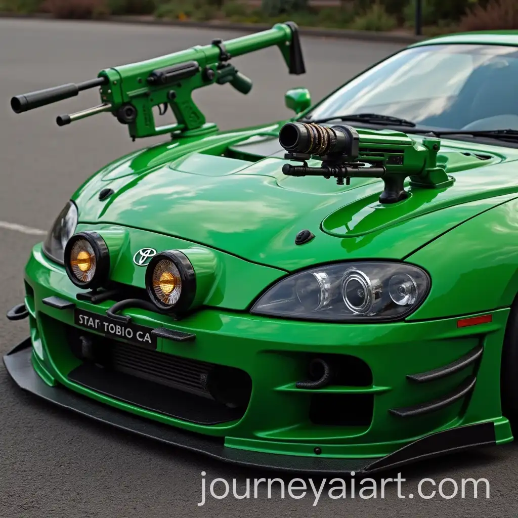 Green-Toyota-Supra-Mk4-with-Dual-Large-Guns