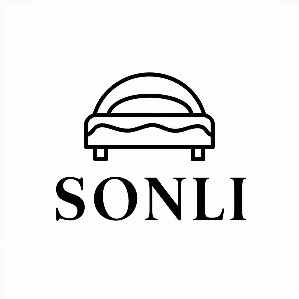 a vector logo design,with the text "Sonli", main symbol:blanket, pillow, bed,Moderate,clear background