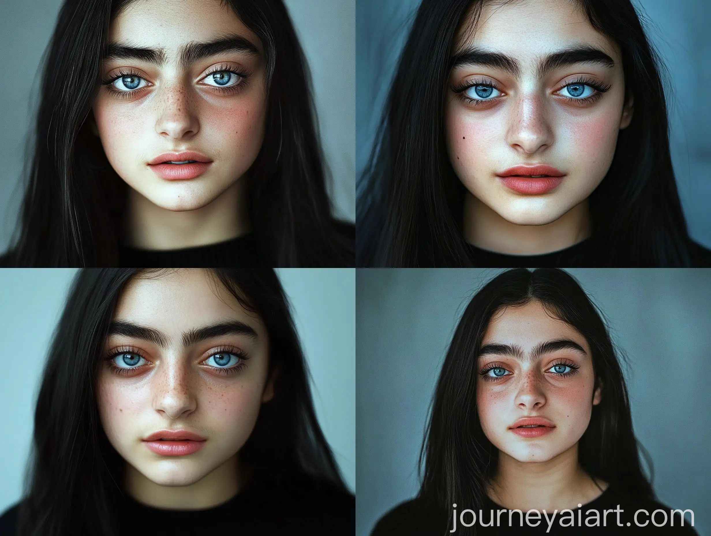 Intense-Realistic-Photography-of-a-Woman-with-Short-Black-Hair-and-Blue-Eyes