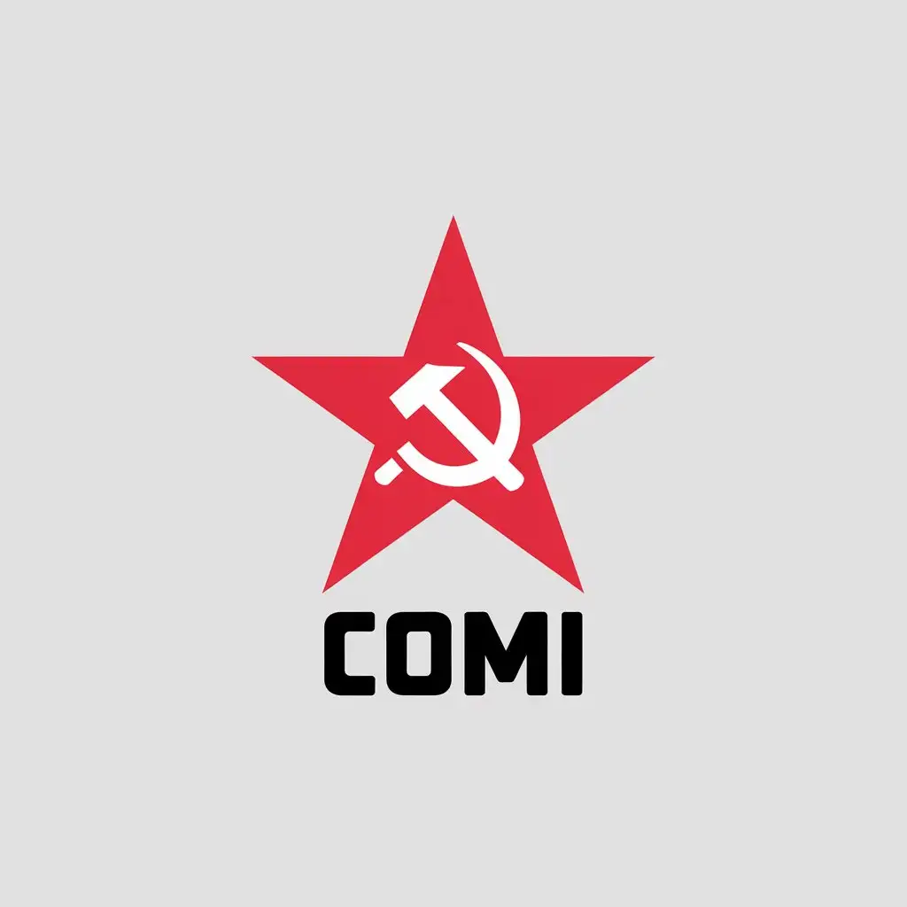 a vector logo design,with the text "COMI", main symbol:Earth red starnSoviet Union,Moderate,clear background