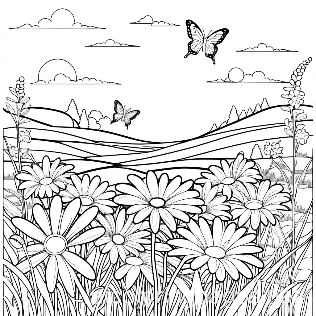 Daisy-Flower-and-Butterfly-Coloring-Page-for-Kids