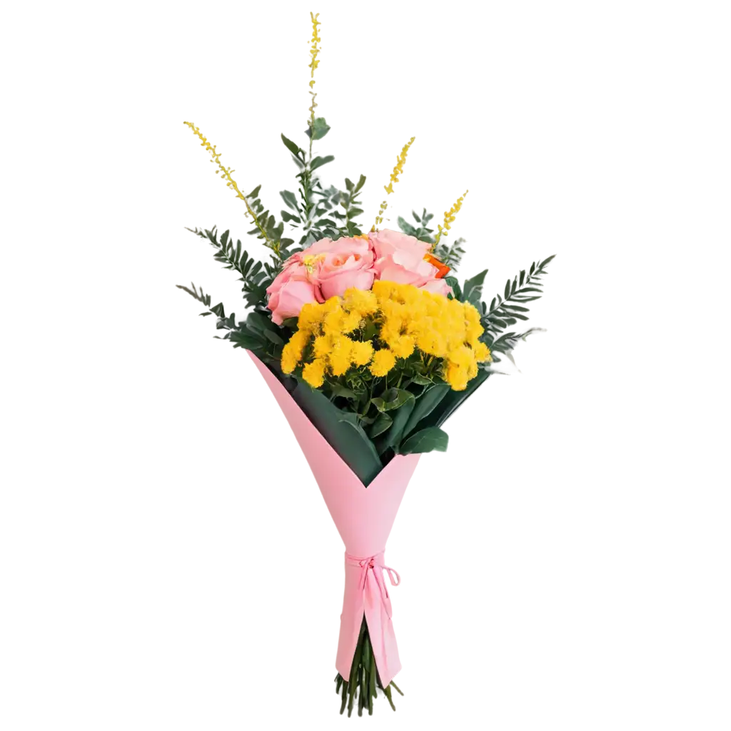 Exquisite-PNG-Image-A-Bouquet-of-One-Rose-and-Mimosa