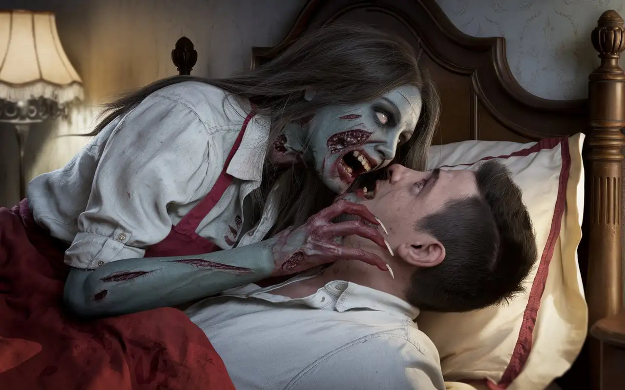 Seductive-Zombie-Woman-Attacks-Man-in-Bedroom-Scene