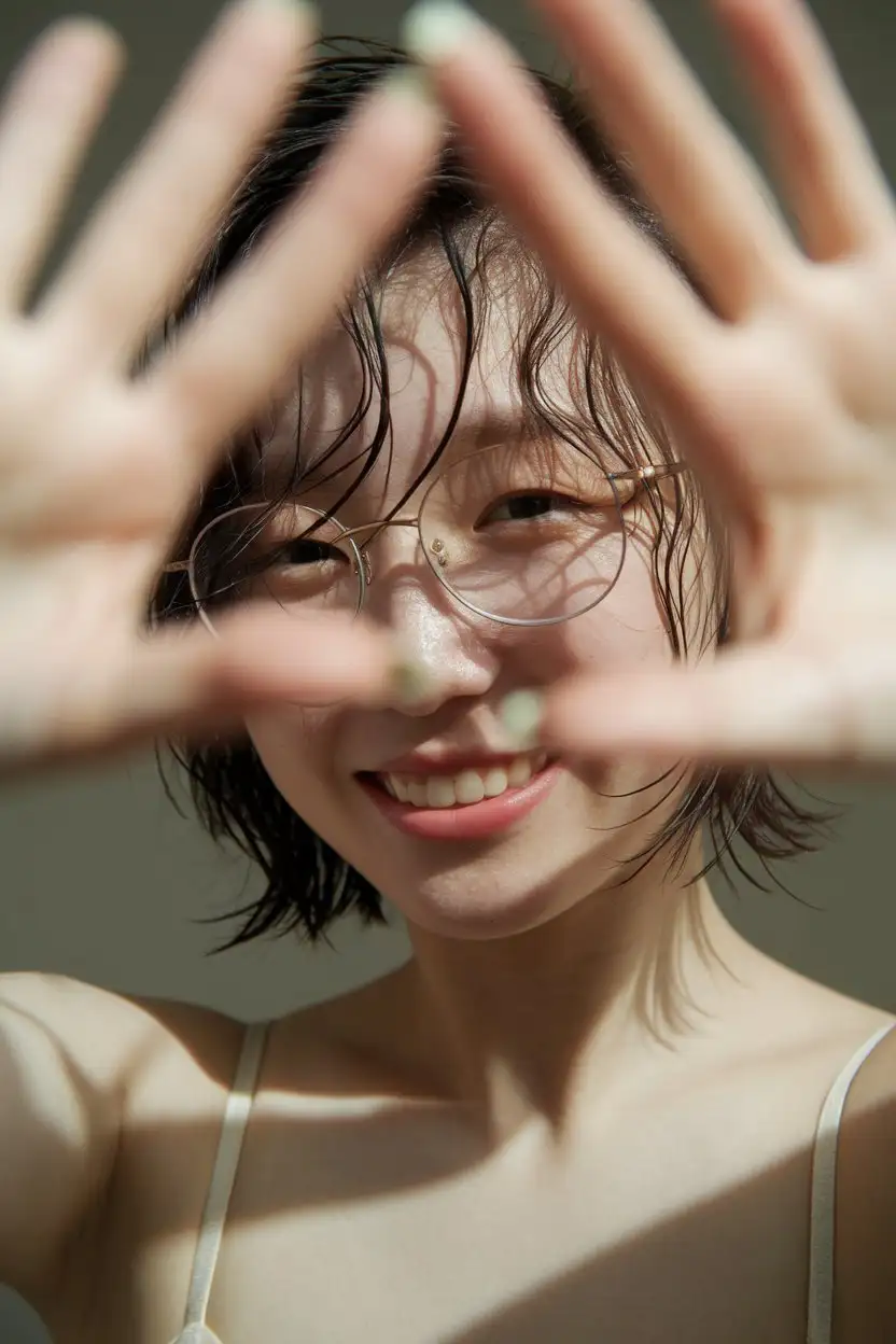 Intimate-Closeup-of-a-Young-Chinese-Womans-Hand-and-Face