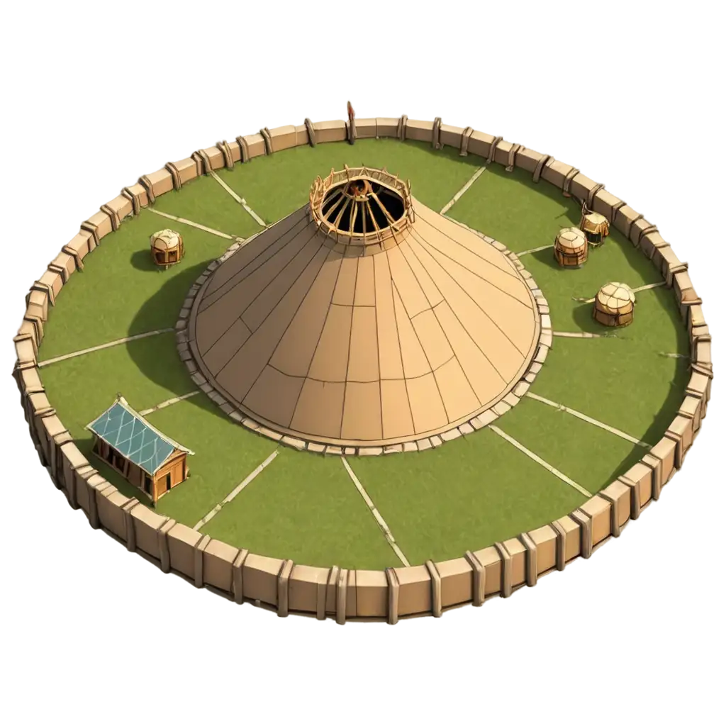 Kazakh-Style-Yurt-PNG-for-2D-Games-Cartoonish-Design-from-Above-for-Seamless-Integration