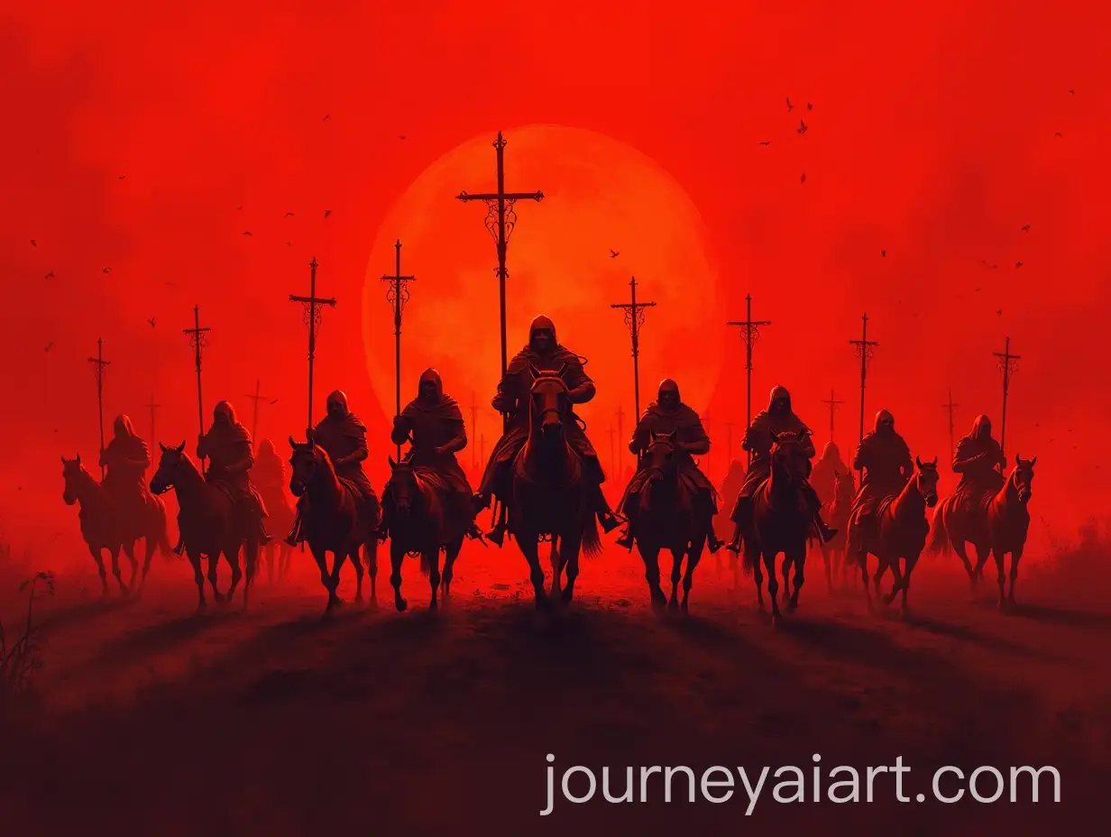 Medieval-Crusaders-on-Red-Background