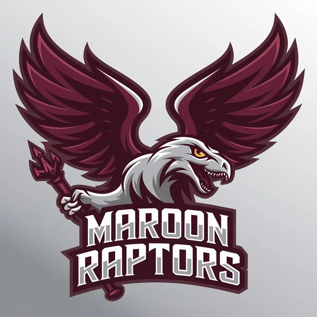 LOGO Design For Maroon Raptors Vector Design with Raptor Symbol for Sports Fitness Industry