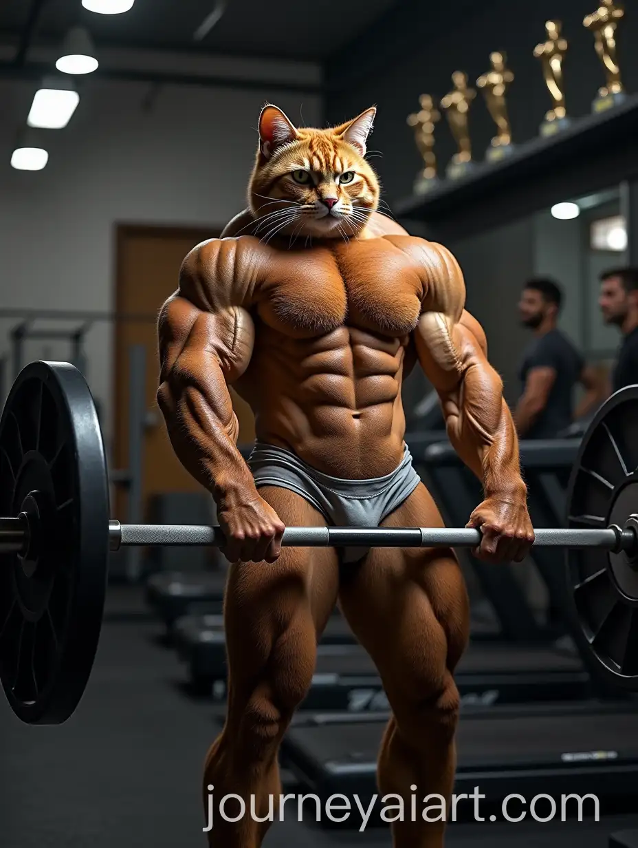 Muscular-Brown-Cat-Bench-Pressing-Weights-in-a-Gym