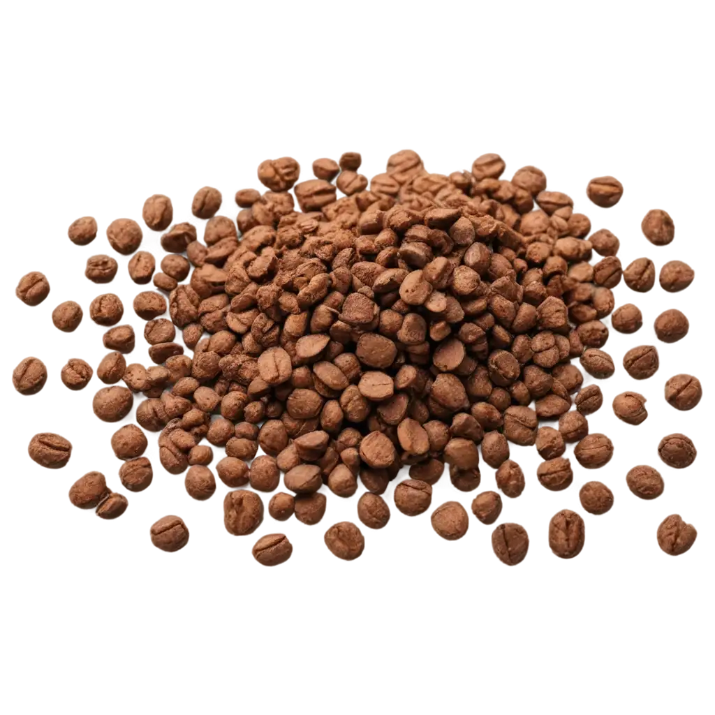 Instant coffee granules, soluble coffee isolated white clipping, top view