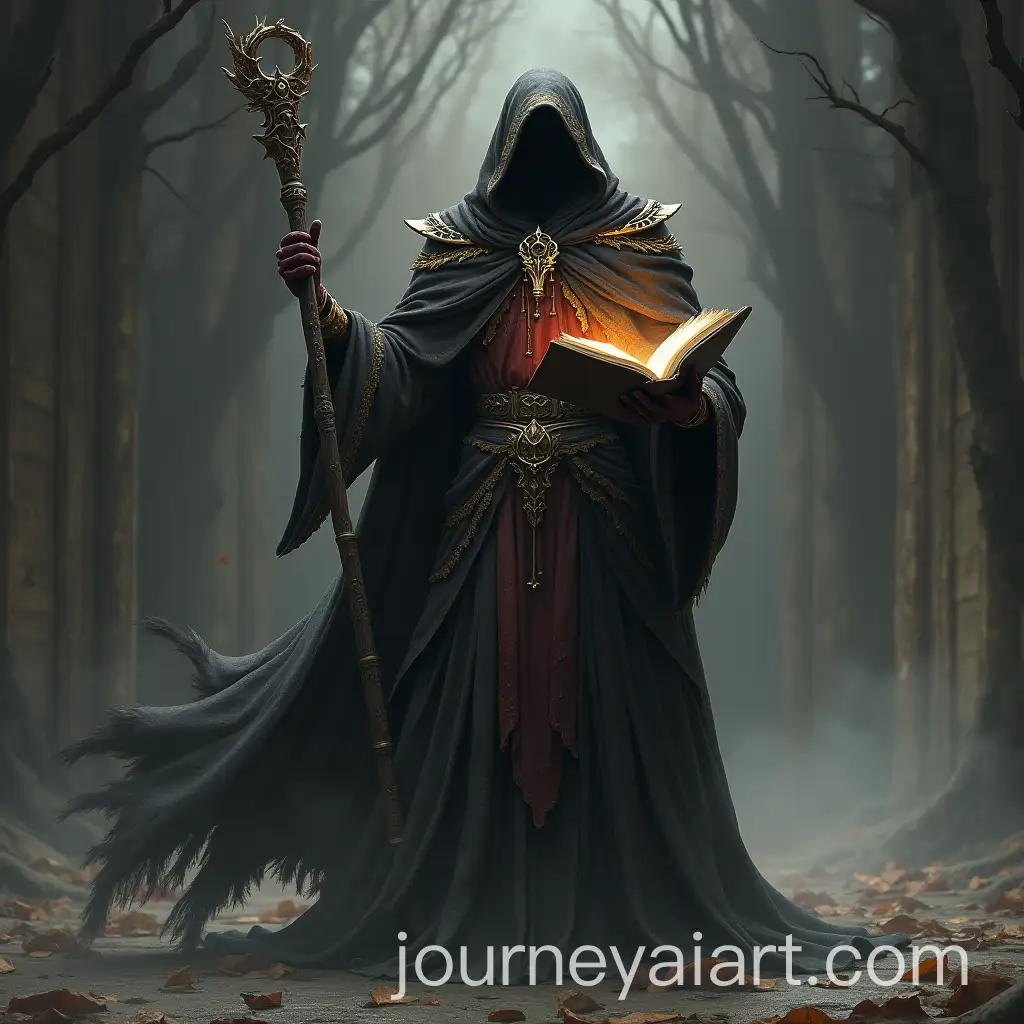 Death-Mage-with-Staff-and-Spellbook-in-Dark-SoulsInspired-Style