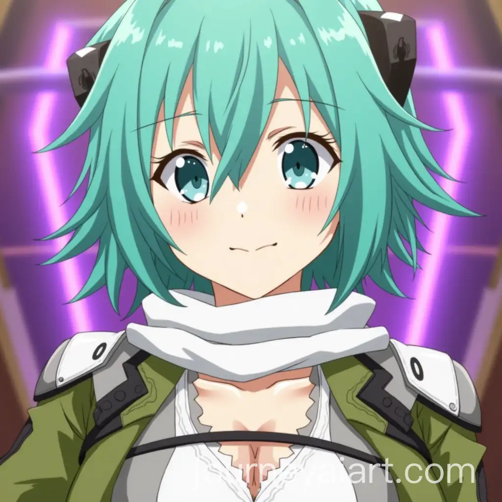 Sinon-from-SwordAI-Image-Expansion-SEO-Art-Online-CloseUp-in-Gun-Gale-Online-Outfit-with-SciFi-Background