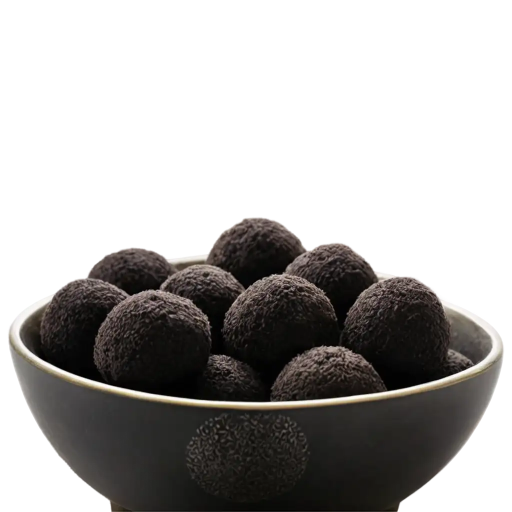 Black-Til-Laddu-in-a-Bowl-PNG-Image-HighQuality-Transparent-Graphic-for-Digital-Use