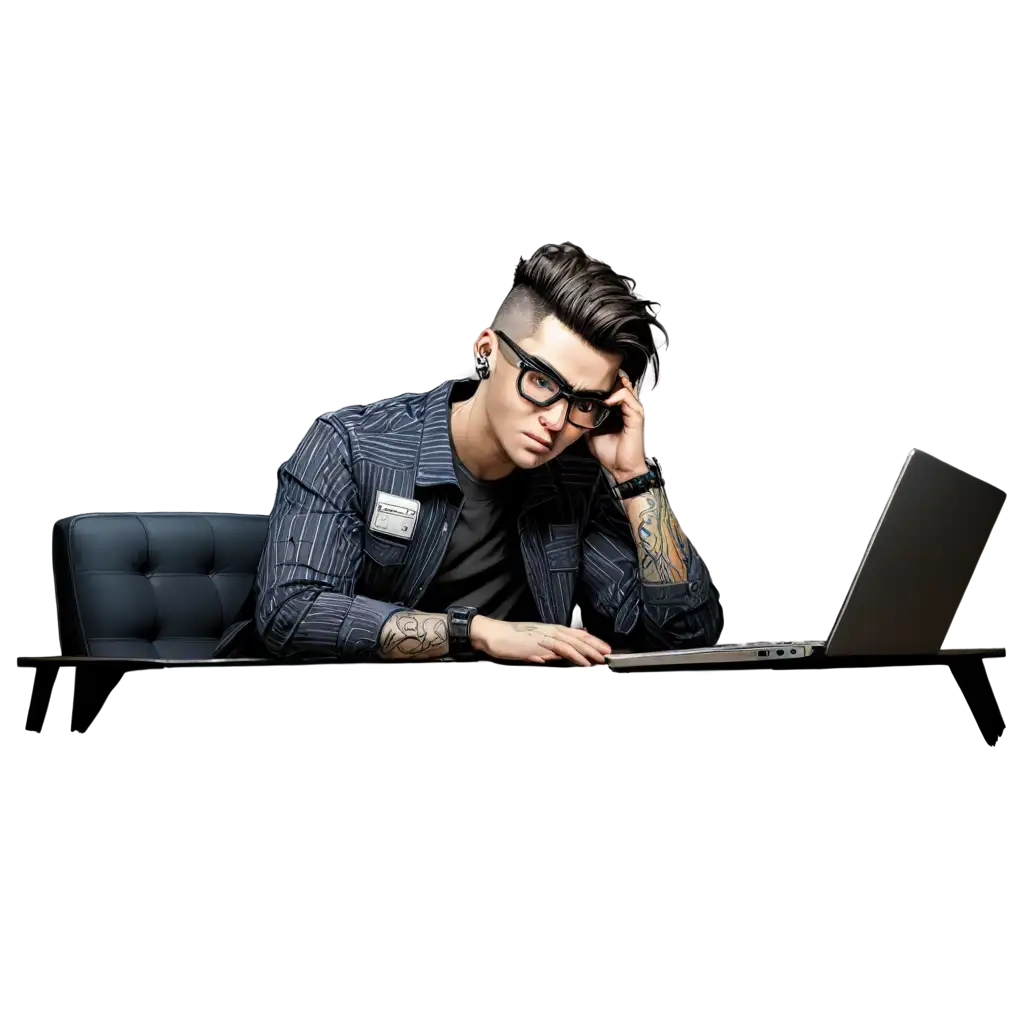 Young-Programmer-Sleeping-at-Desk-in-Cyberpunk-Style-PNG-Image-with-Dark-Theme-and-Cartoon-Aesthetic