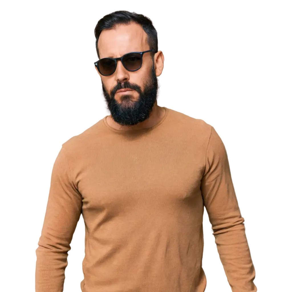 Face-of-a-Man-with-Large-Black-Beard-and-Dark-Sunglasses-PNG-Image-for-Versatile-Use