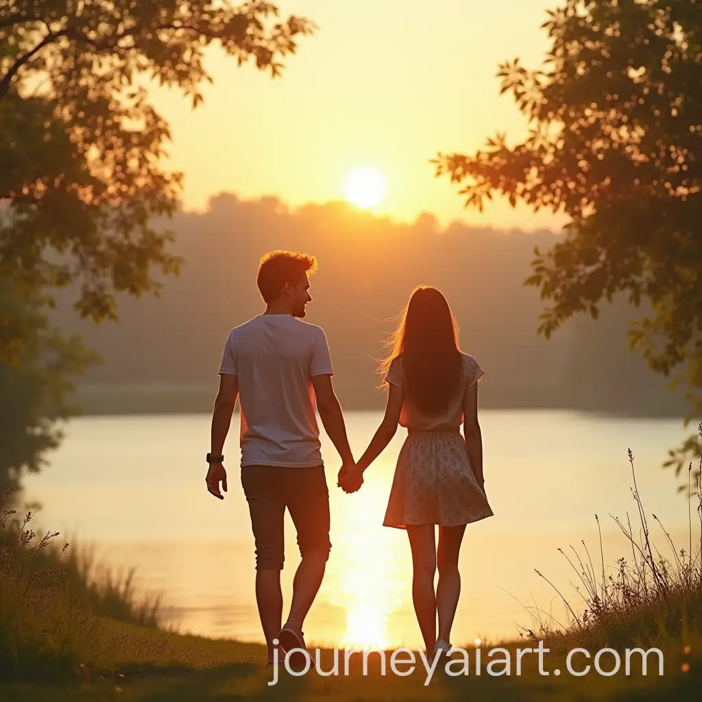 Couple-Enjoying-a-Sunny-Afternoon-Walk-by-the-Lake
