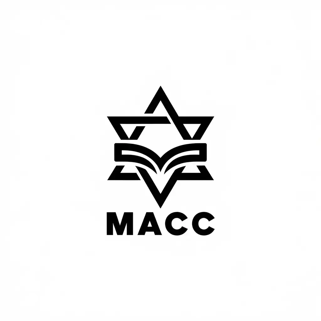 LOGO Design for Macc Minimalistic Star of David with Book Symbol for Education Industry