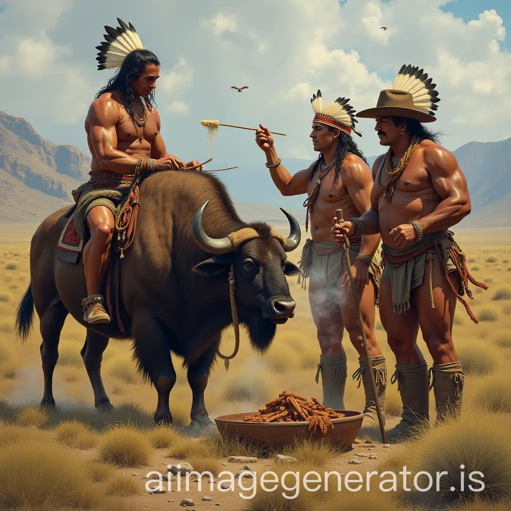 American-Indians-Cooking-a-Buffalo-Over-an-Open-Fire