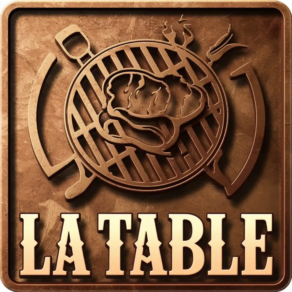 LOGO Design for LA TABLE 3D Vector Logo for a Grill Butcher Restaurant