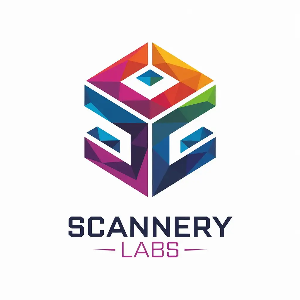 LOGO Design for Scannery Labs MultiColored 3D Voxel with Polygon Meshes and Scanning Theme