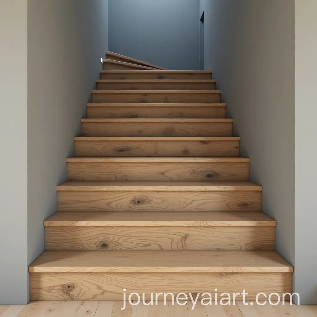 Closeup-of-OakAI-Image-Prompt-Expansion-Wooden-Staircase-with-Grey-Wall-Background
