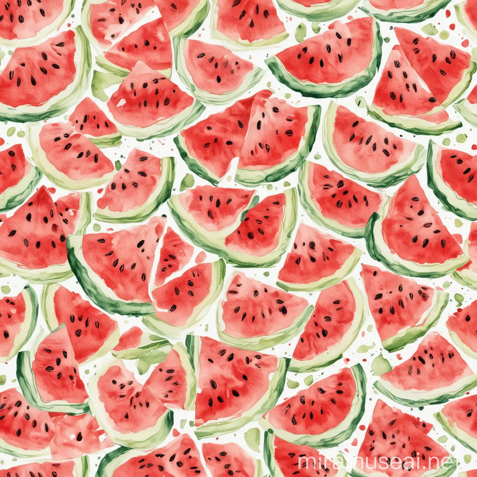 Watercolor Watermelon Slices on a White Background