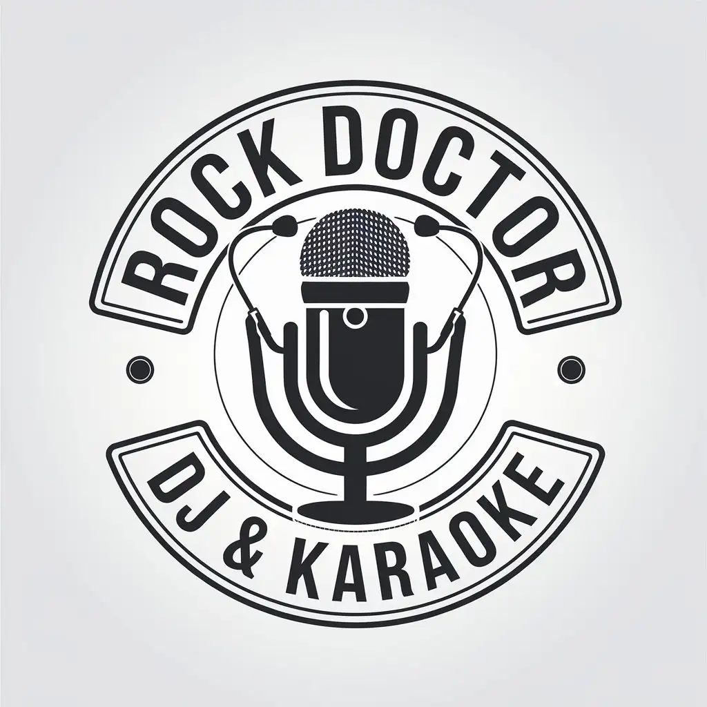 LOGO Design for Rock Doctor DJ Karaoke Microphone Medical Audio Elements with Clear Background