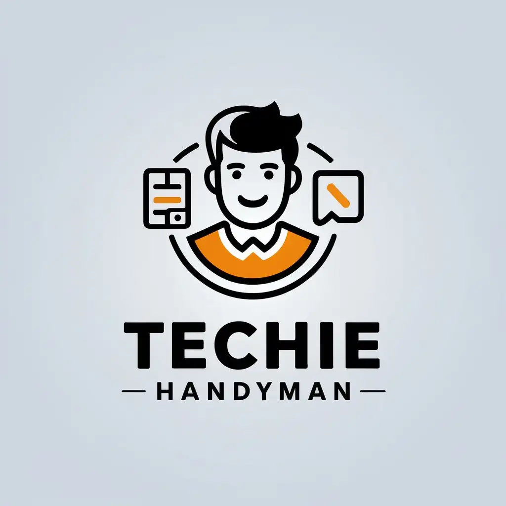 LOGO Design For Techie Handyman Friendly Man with Tech in Modern Style