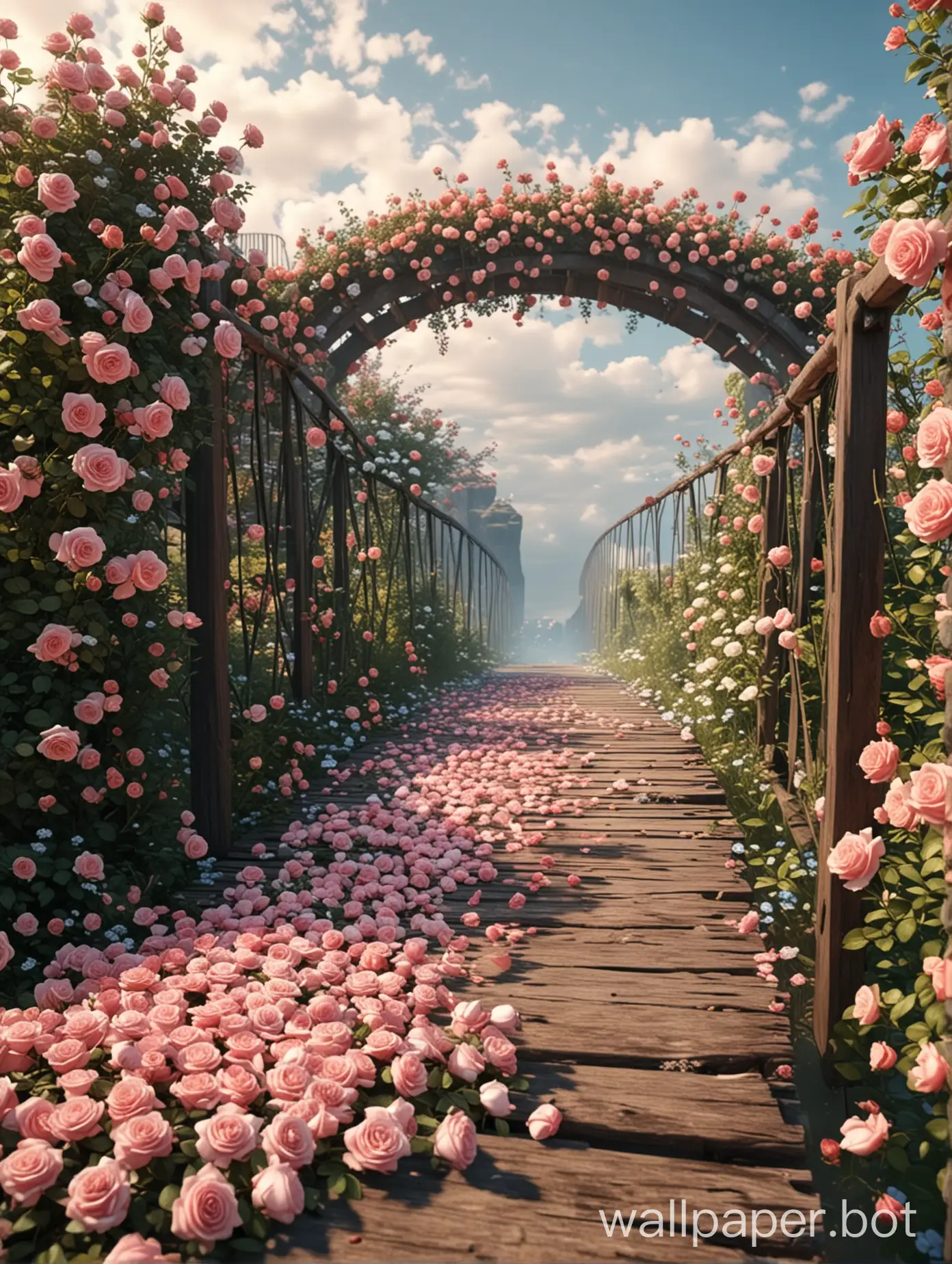 Beautiful rose realistic flowers bridge cinematic future imagination image 