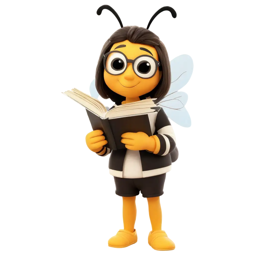 Bee-Reading-a-Book-PNG-Image-for-Nature-and-Literary-Designs