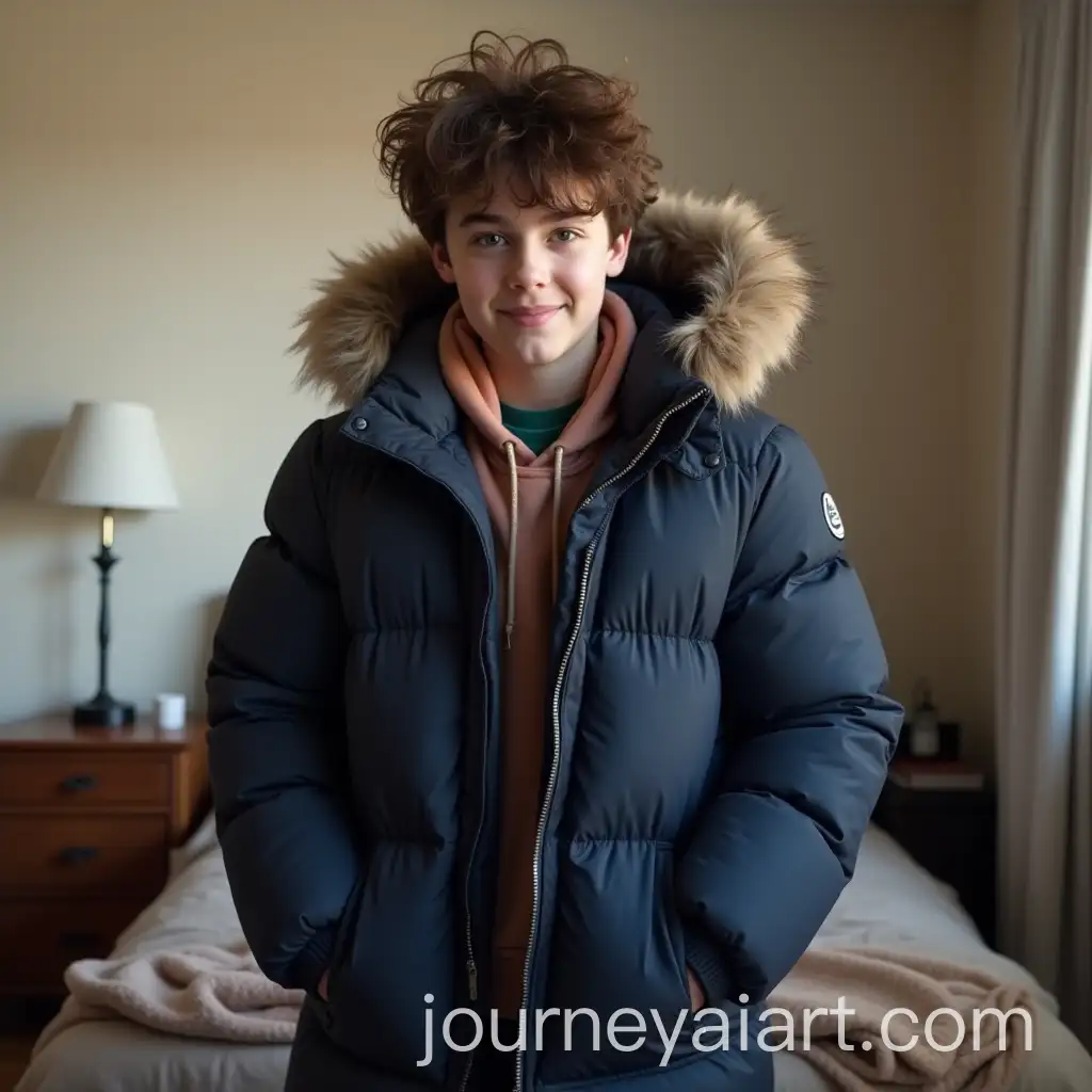 Zesty-12YearOld-Boy-in-Puffy-Winter-Coat-Standing-in-Bedroom