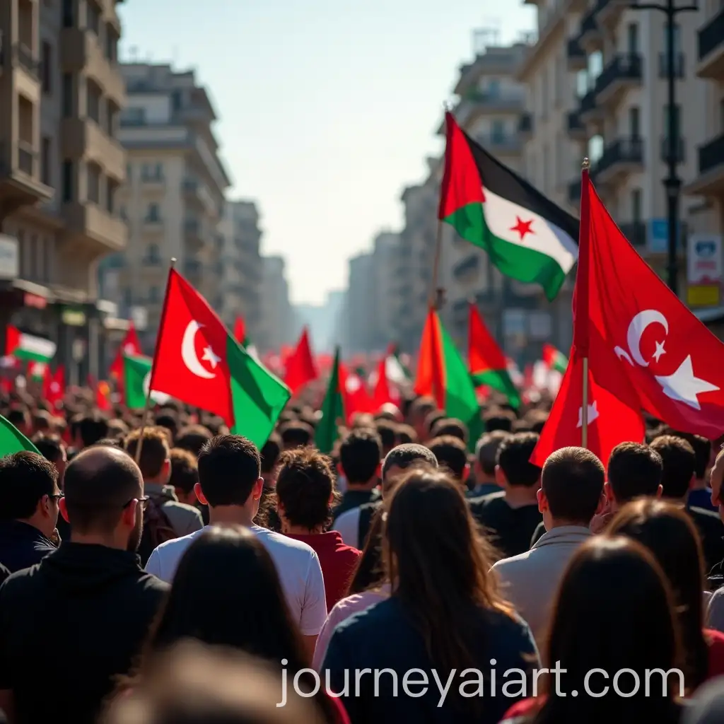 Protest-Demonstrations-with-Flags-of-Algeria-TunisiaAI-Image-Expansion-Palestine-and-Libya