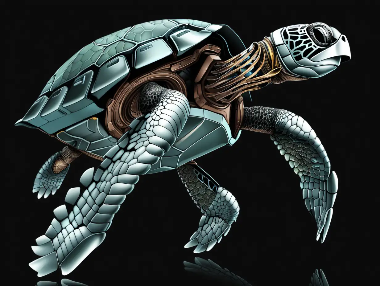 Futuristic-Sea-Turtle-Robot-on-a-Dark-Background