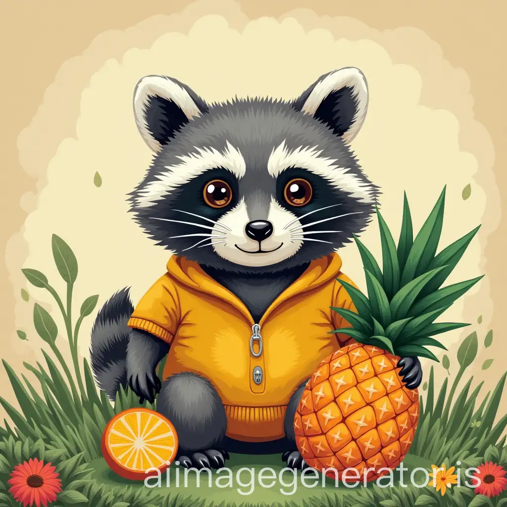 RaccoAI-Art-Prompt-Expansionon-with-a-Pineapple-in-a-Whimsical-Setting