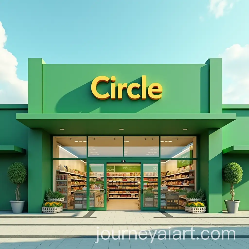 Modern-Green-Supermarket-Storefront-with-Circle-Sign