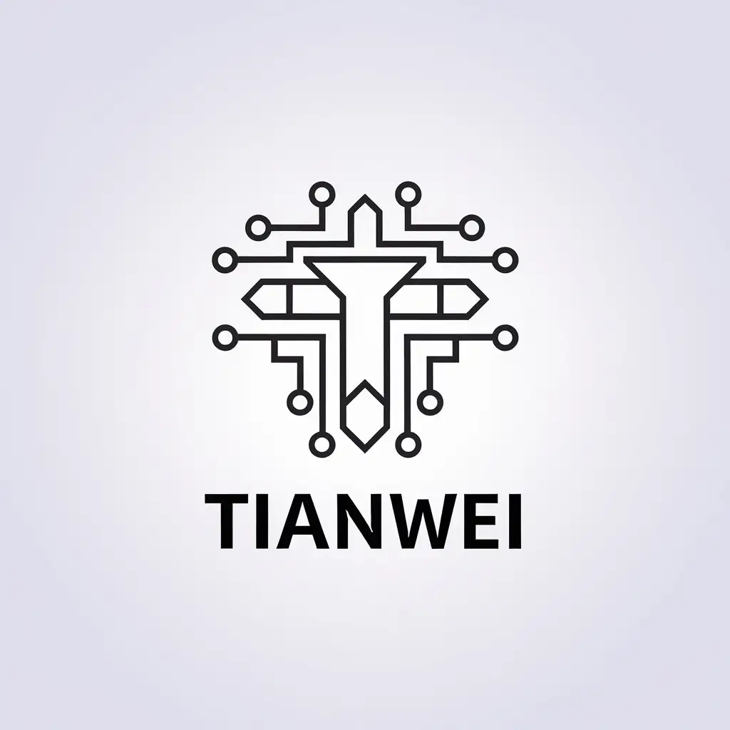 a vector logo design,with the text "Tianwei", main symbol:industry, lines, software,Minimalistic,be used in Technology industry,clear background