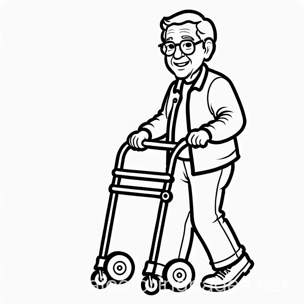 Senior-with-Walker-Coloring-Page-Simple-Line-Art-on-White-Background