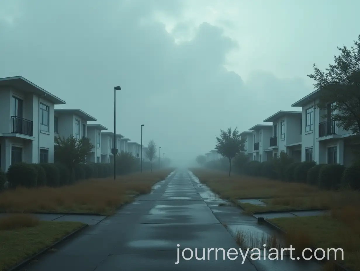 Abandoned-Modern-Residential-Neighborhood-with-Overgrown-GrassAI-Image-Prompt-Expansion-and-Grey-Sky