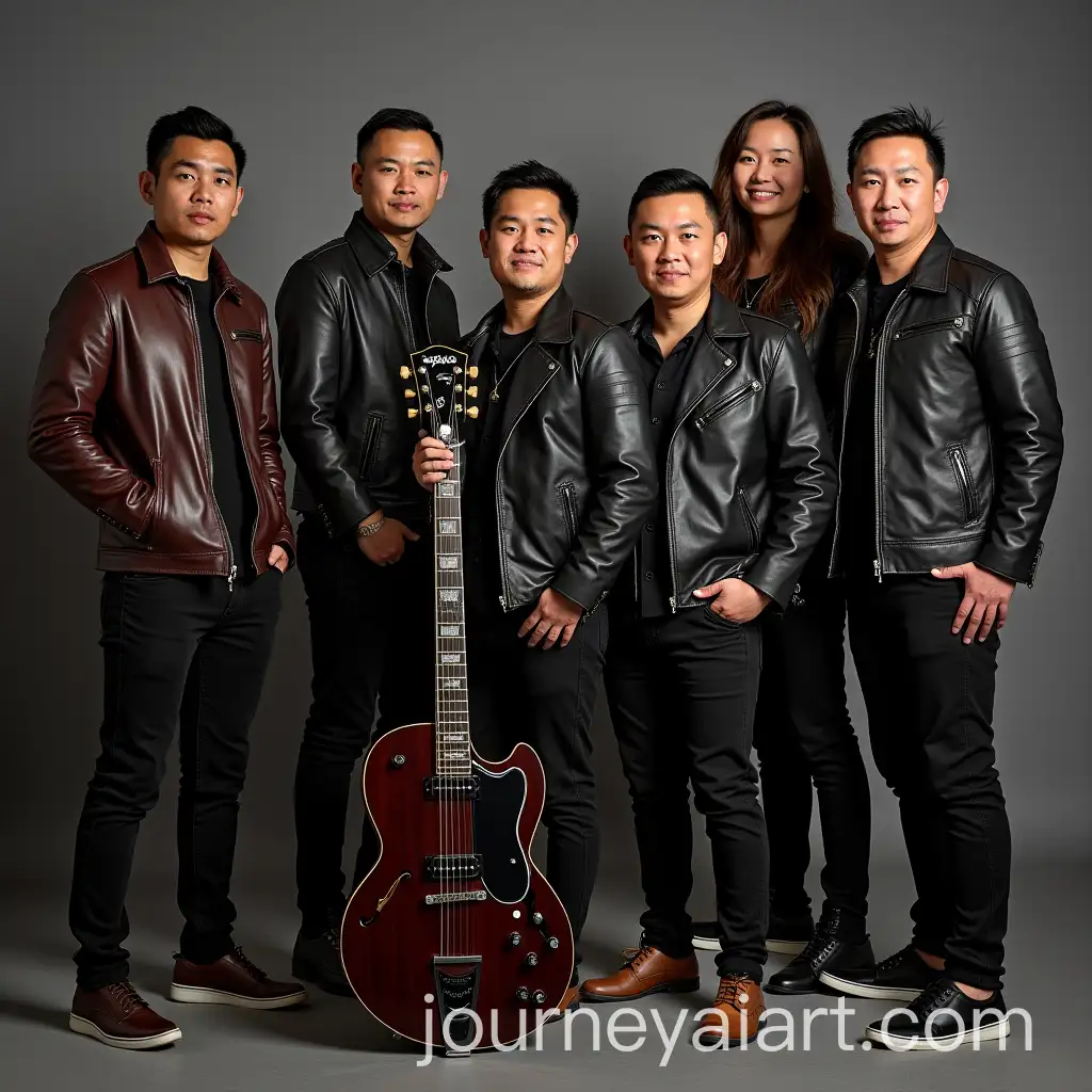 Malaysian-Rock-Band-Search-Photoshoot-with-Leather-Jackets-and-Electric-Instruments