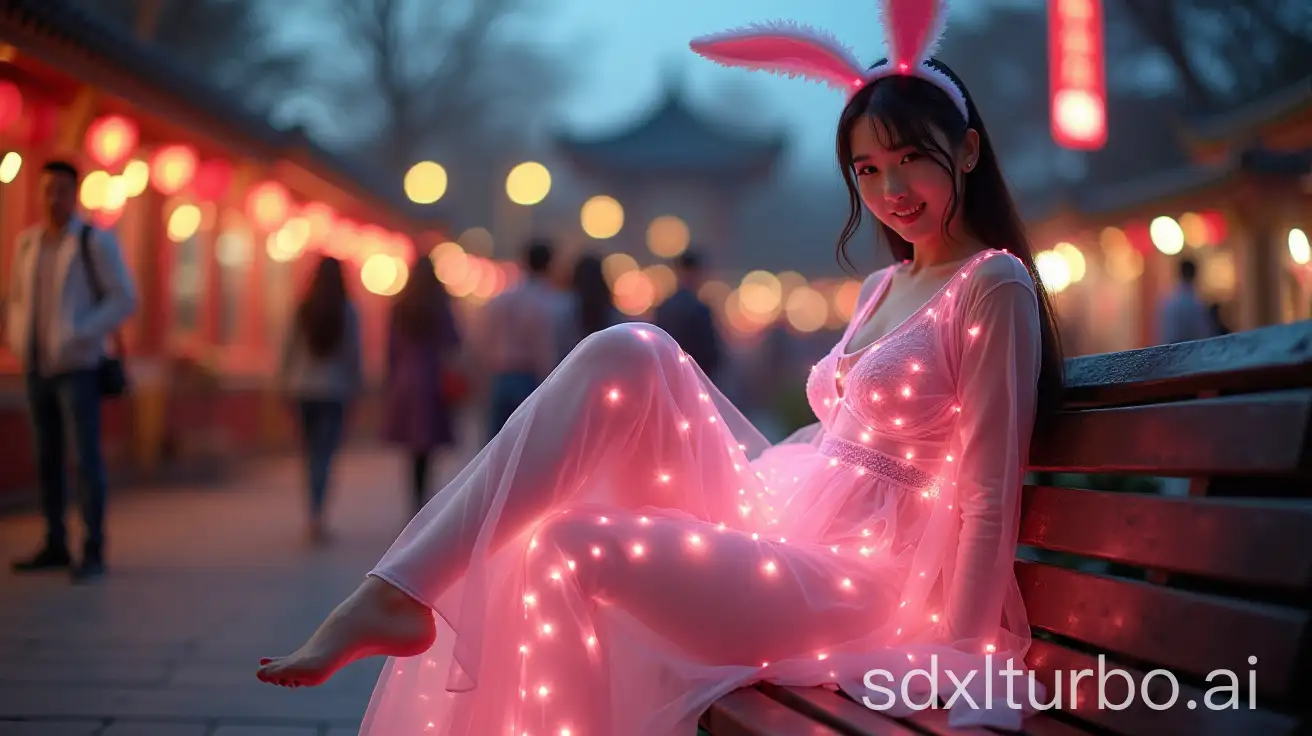 Chinese-Beauty-TJ-Rabbit-in-Pink-Rabbit-Lace-Set-at-Dusk