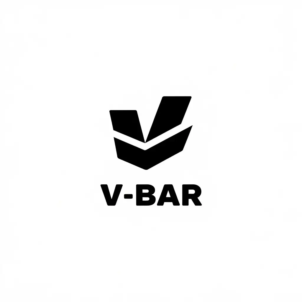 a vector logo design,with the text "V-Bar", main symbol:Generate a minimalist mascot logo, with two rectangles of different sizes stacked, personified, minimalistic, high-end, and cute,,Minimalistic,be used in Others industry,clear background