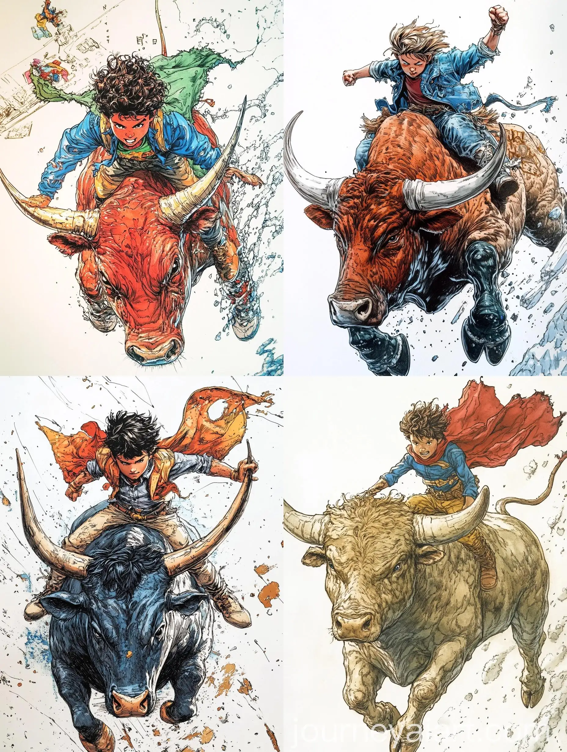 Dynamic-Illustration-of-a-Brave-Boy-Riding-an-Angry-Bull